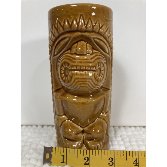 Vintage 6.5" Hawaiian Tiki Bar Tumbler Cup Mid Century Mod Ceramic - Picture 8 of 8